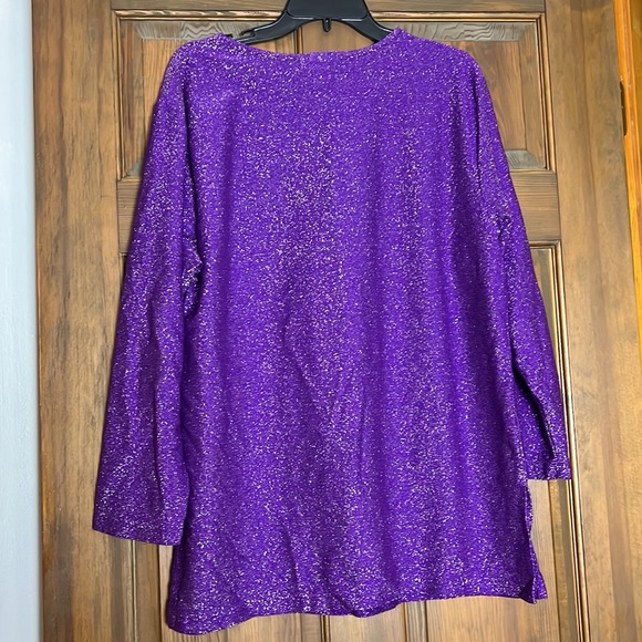 Cervelle purple shimmer glitter blouse size XL - Picture 2 of 3